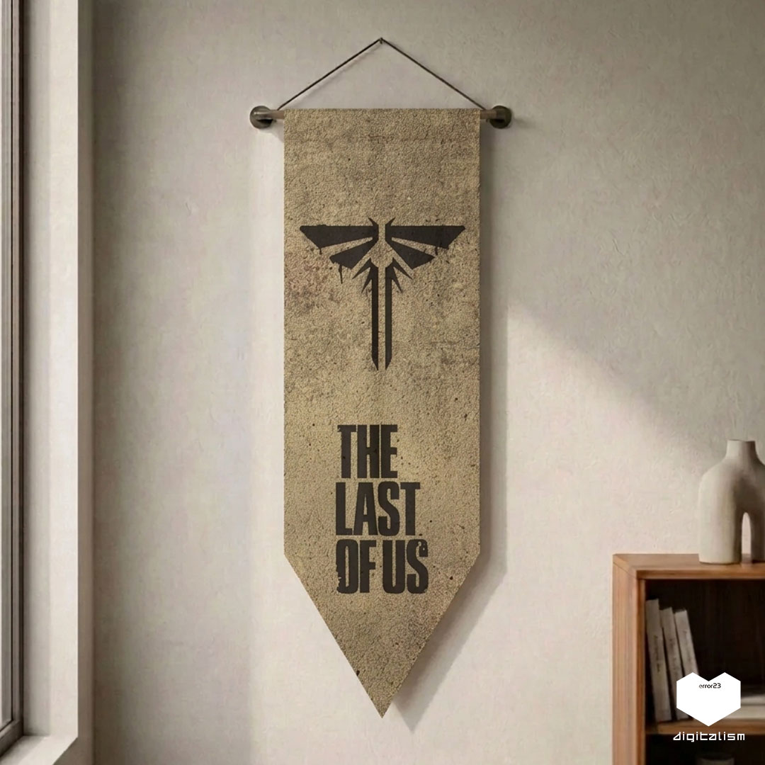 پرچم بازی لست آف آس طرح گروه فایرفلایز | کتیبه دیواری مخمل The Last of Us با تم پساآخرالزمانی