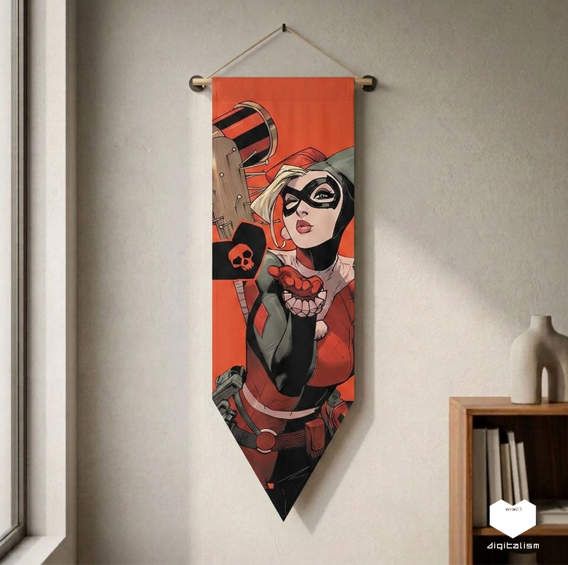 پرچم هارلی کویین (DC Harley Quinn) طرح کلاسیک | دکوراسیون پرانرژی برای کلکسیونرهای دی‌سی!
