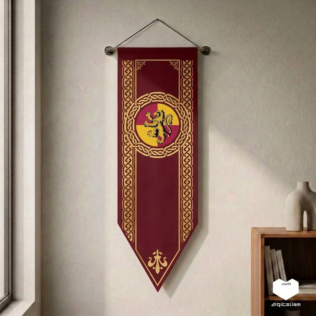 پرچم هری پاتر طرح گریفیندور (Harry Potter - Gryffindor) مدل بنر دیواری | مخمل نوبل لوکس