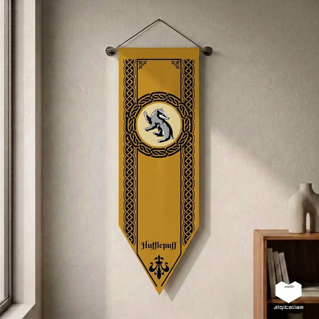 پرچم هری پاتر طرح هافلپاف (Harry Potter - Hufflepuff) مدل بنر دیواری لوکس | مخمل نوبل