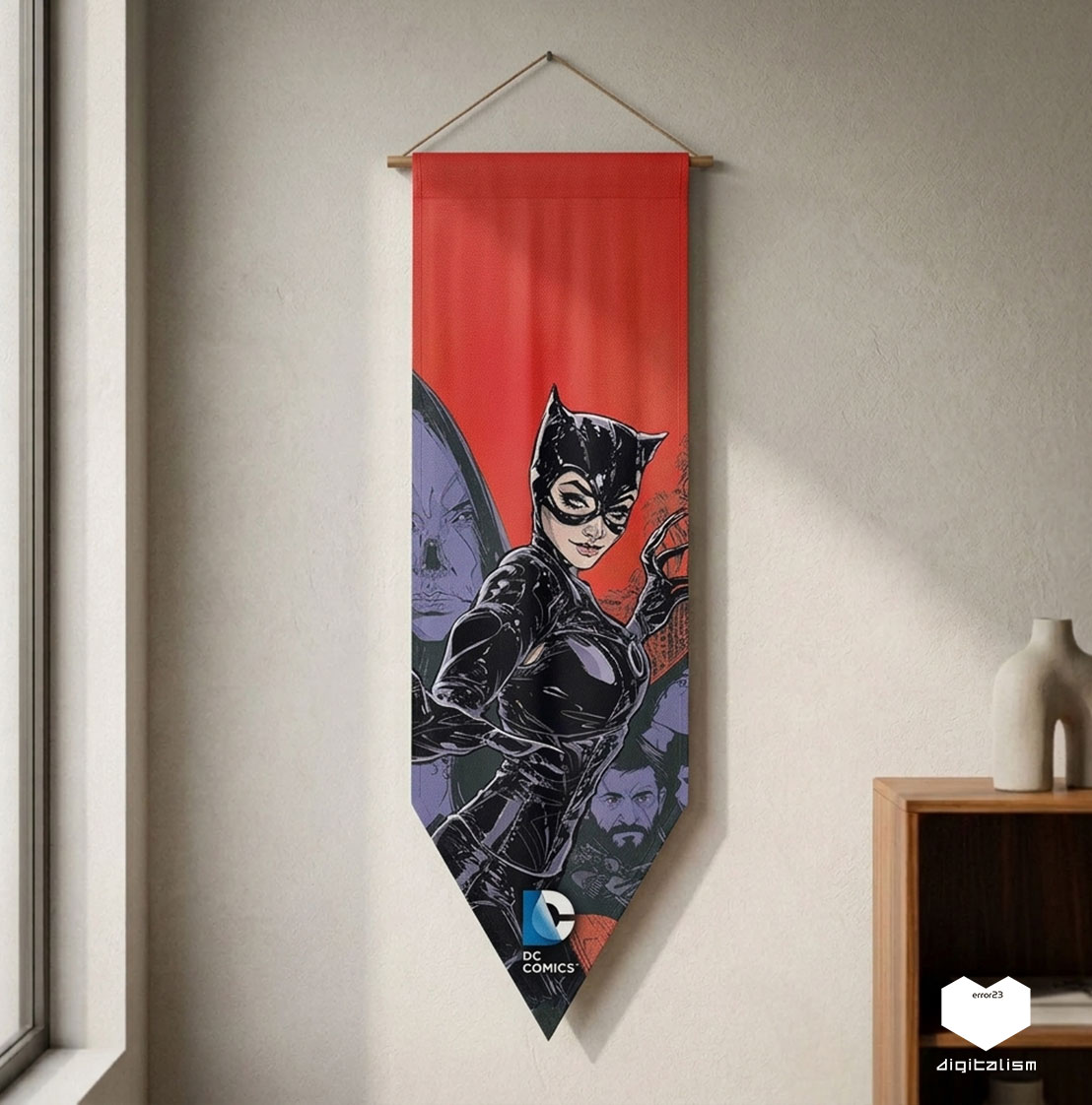 پرچم کتوومن (DC Catwoman) طرح کمیکبوکی | دکوراسیون خاص برای طرفداران دنیای بتمن!
