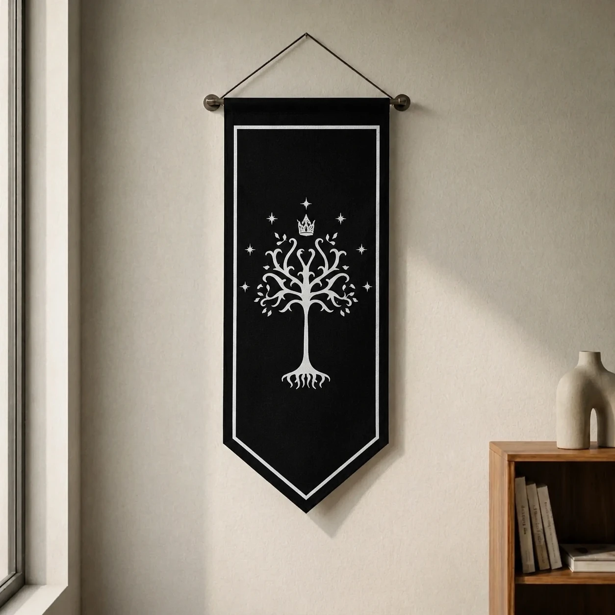 پرچم ارباب حلقه‌ها طرح گوندور (Gondor - White Tree) مدل بنر دیواری | مخمل نوبل لوکس