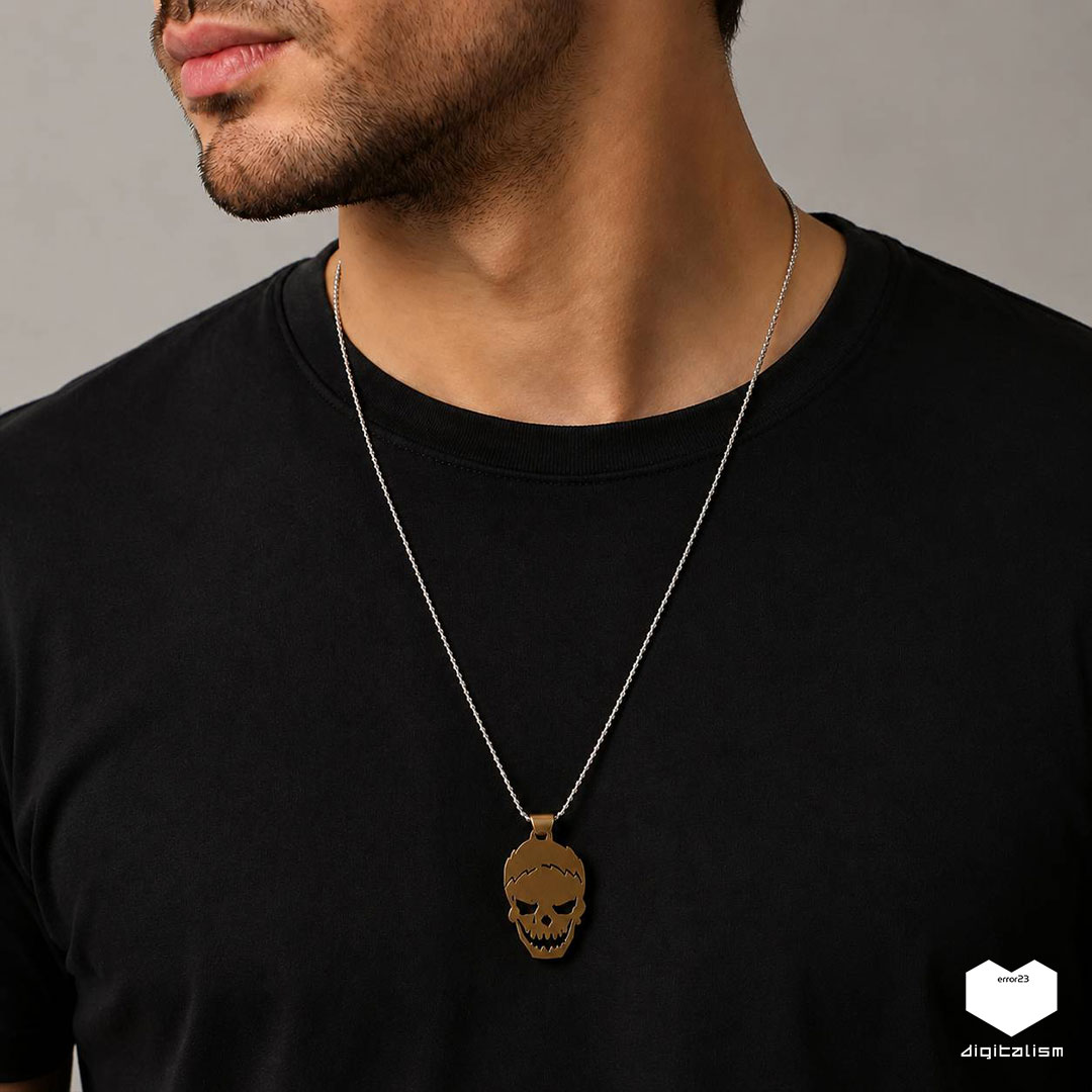 گردنبند استیل طرح اسکلت جوکر (مینیمال) | Joker Minimal Skull Necklace